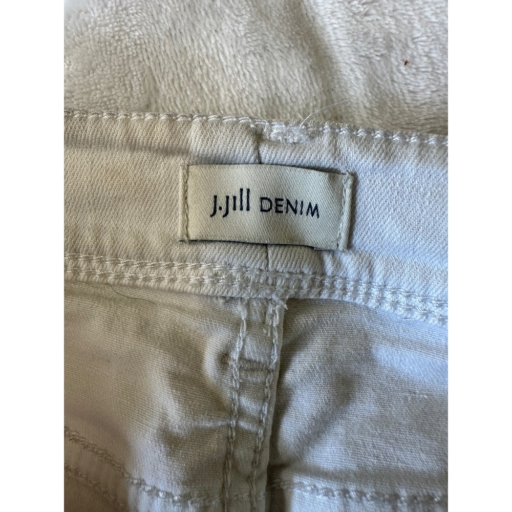 J.Jill Denim Off White Cropped Flare Jeans Frayed Hem Comfort Casual Style - Picture 6 of 7